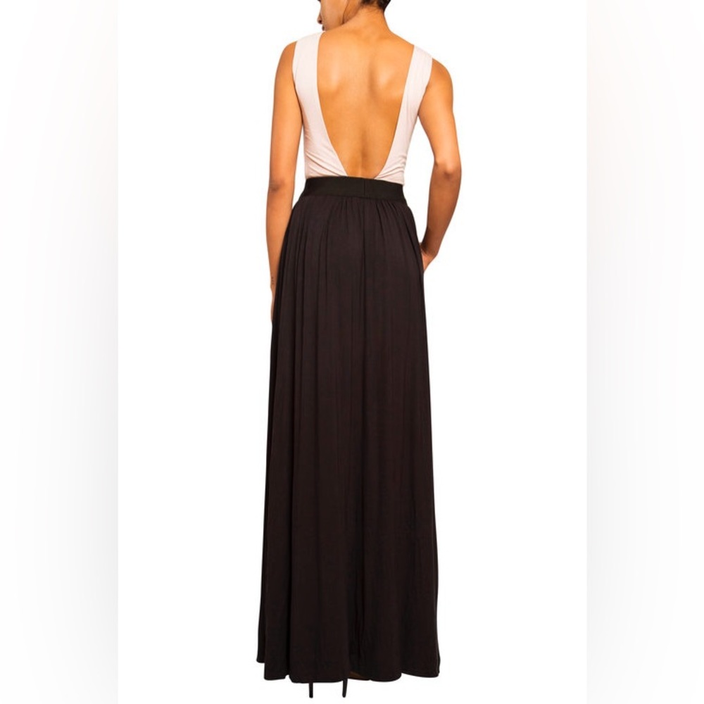 NWT Black Belted Backless Gown Dress Prom Wedding Jersey Audrey Hepburn …